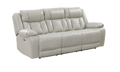 HURON LIGHT GRAY LEATHER GEL POWER RECLINING SET