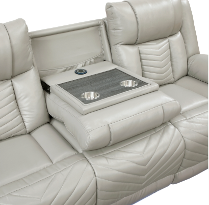 HURON LIGHT GRAY LEATHER GEL POWER RECLINING SET