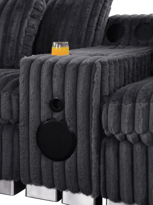 SMART SNUGGLE MODULAR CHARCOAL CORDUROY 6PC SECTIONAL