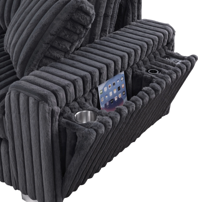 SMART SNUGGLE MODULAR CHARCOAL CORDUROY 6PC SECTIONAL