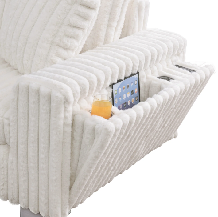 SMART SNUGGLE MODULAR CREAM CORDUROY 6PC SECTIONAL