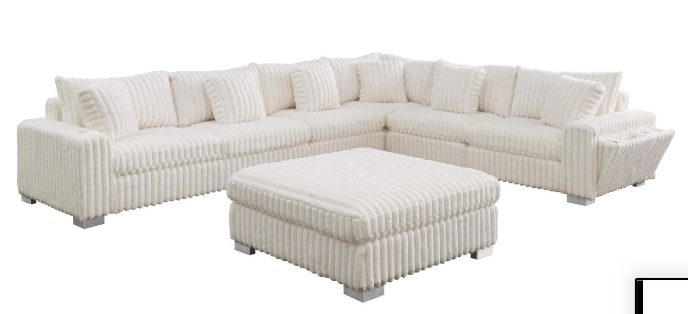 SMART SNUGGLE MODULAR CREAM CORDUROY 6PC SECTIONAL