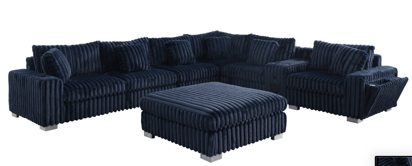 SMART SNUGGLE MODULAR NAVY CORDUROY 6PC SECTIONAL