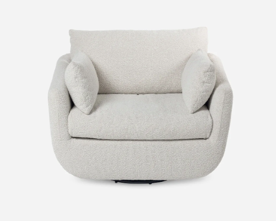 IVORY BOUCLE PARK OVERSIZED SWIVEL CHAIR