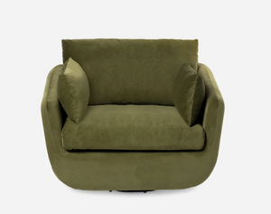 OLIVE VELVET PARK OVERSIZED SWIVEL CHAIR