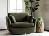 OLIVE VELVET PARK OVERSIZED SWIVEL CHAIR