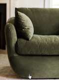 OLIVE VELVET PARK OVERSIZED SWIVEL CHAIR