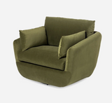 OLIVE VELVET PARK OVERSIZED SWIVEL CHAIR