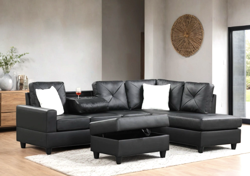 (3 COLORS) ROCKET COLLECTION 2 PC REVERSIBLE SECTIONAL W/ CUPHOLDERS