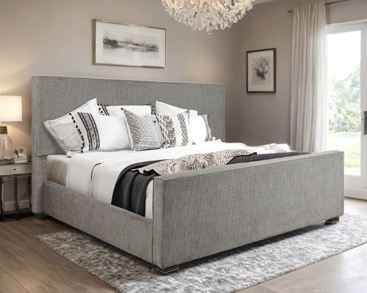 GRAY HIGH FOOTBOARD BED & MATTRESS COMBO