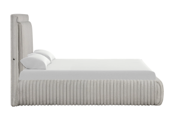 GRAY CORDUROY BED & MATTRESS COMBO W/ SPEAKERS