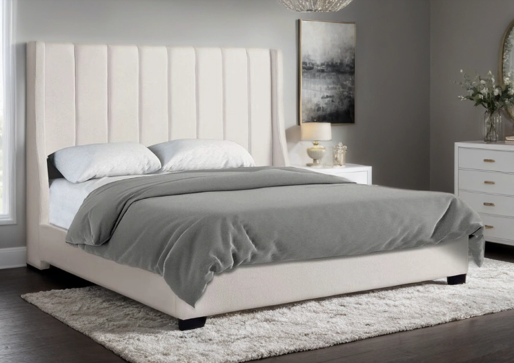 AGNES WHITE BOUCLE BED FRAME