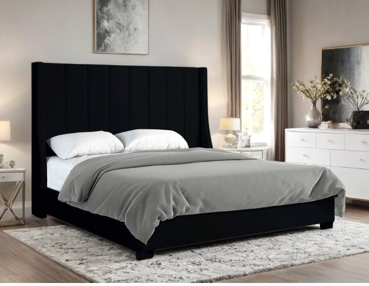 AGNES 6FT BLACK BOUCLE BED FRAME
