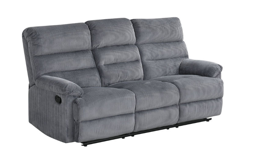 ALBERT 3PC RECLINING SET IN GRAY CORDUROY FABRIC