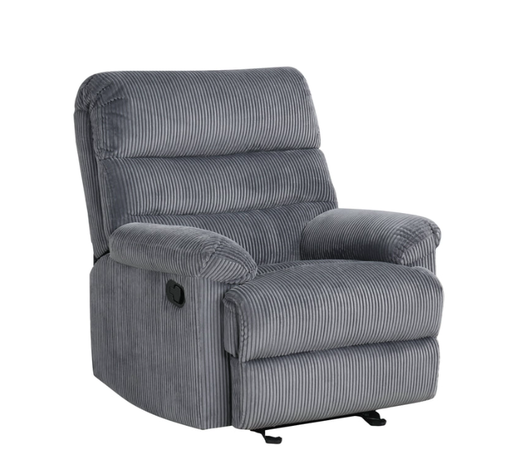 ALBERT 3PC RECLINING SET IN GRAY CORDUROY FABRIC