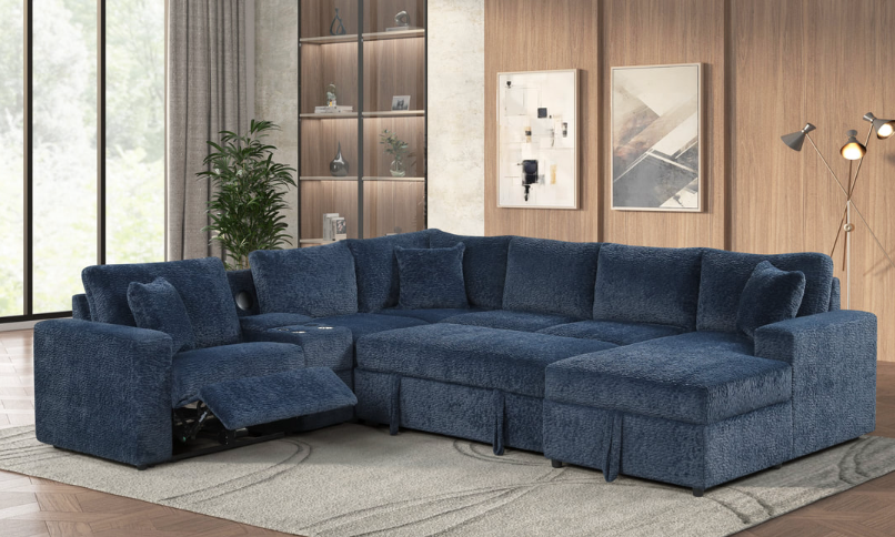 HUNTER NAVY COMFORT DELUXE OVERSIZED SLEEPER SECTIONAL