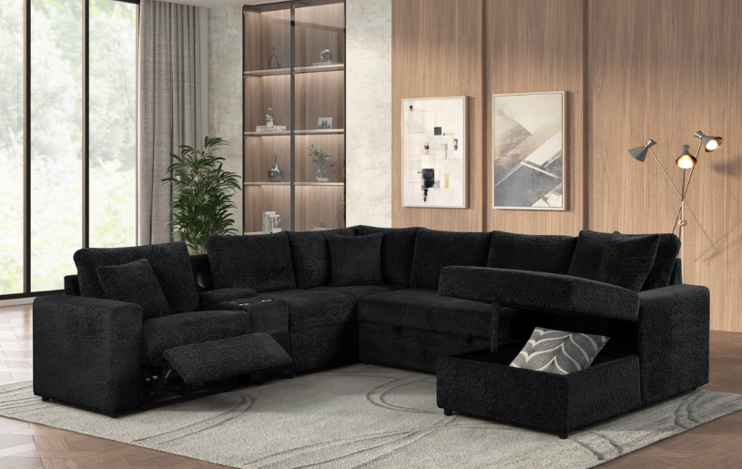 HUNTER BLACK COMFORT DELUXE OVERSIZED SLEEPER SECTIONAL