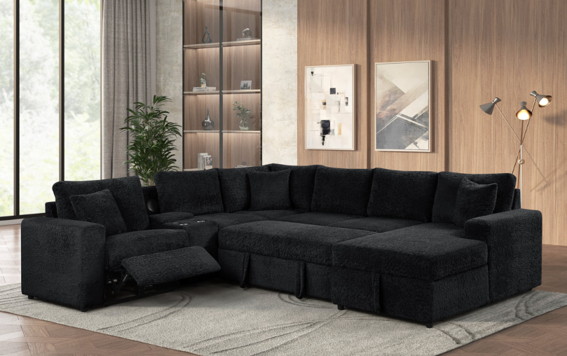 HUNTER BLACK COMFORT DELUXE OVERSIZED SLEEPER SECTIONAL