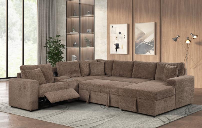HUNTER MOCHA COMFORT DELUXE OVERSIZED SLEEPER SECTIONAL