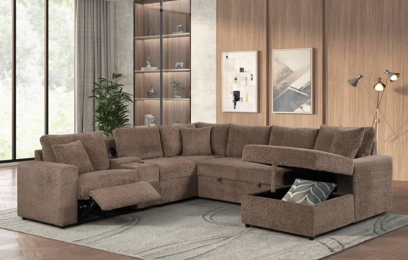 HUNTER MOCHA COMFORT DELUXE OVERSIZED SLEEPER SECTIONAL