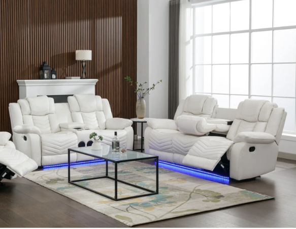 LUCKY CHARM WHITE 3PC RECLINING SET