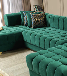 ARIANA GREEN VELVET DOUBLE CHAISE SECTIONAL