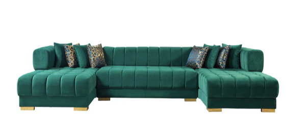 ARIANA GREEN VELVET DOUBLE CHAISE SECTIONAL