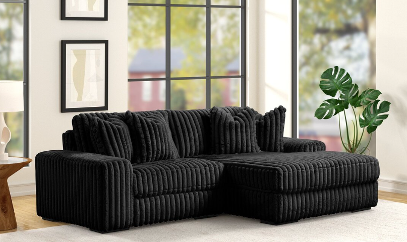 SUNDAY 2PC OVERSIZED BLACK  CORDUROY SECTIONAL