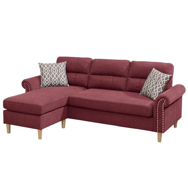 Paprika Red Color Polyfiber Reversible Sectional