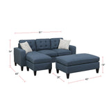 Polyfiber Reversible Sectional Sofa with Ottoamn in Navy