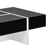 ON-TREND Contemporary Rectangle Design Living Room Furniture, Modern High Gloss Surface Cocktail Table, Center Table for Sofa or Upholstered Chairs, 45.2*25.5*13.7in, Black