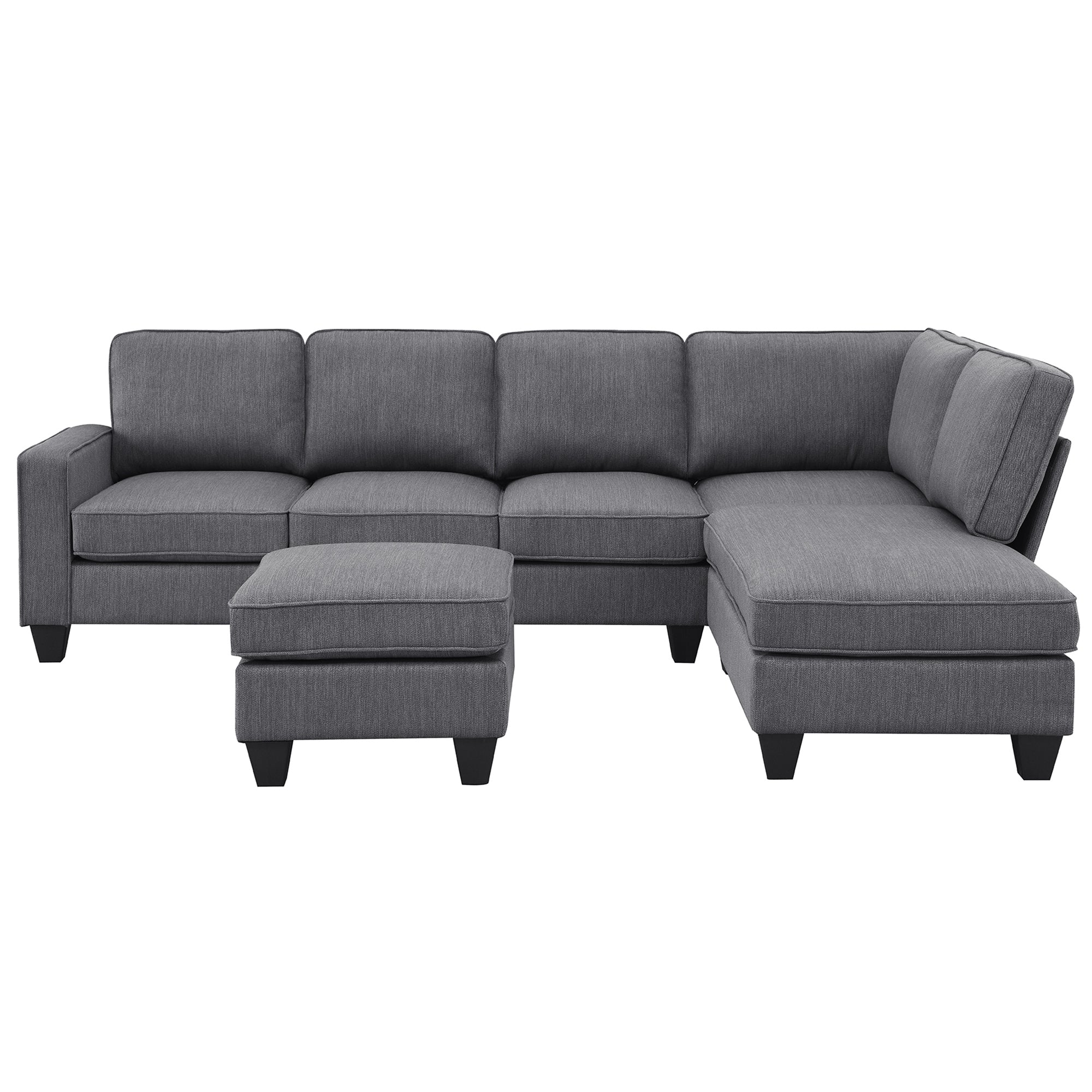 [VIDEO provided] [New] 104.3*78.7" Modern L-shaped Sectional Sofa,7-seat Linen Fabric Couch Set with Chaise Lounge and Convertible Ottoman for Living Room,Apartment,Office,3 Colors