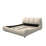 Queen Size Luxury Upholstered Platform Bed with Oversized Padded Backrest and Solid Wood Frame,suitable for Multiple heights of mattresses,Beige(Old Sku:W1885S00014)