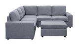 Decker 94" Light Gray Linen 6 Seat Reversible Modular Sectional Sofa