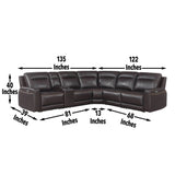 Customizable Dual-Power Leather Sectional Top-Grain Leather, Power Headrest, Power Footrest