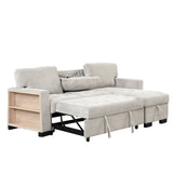 Light Gray Sectional with Storage Rack Pull-out Bed Drop Down Table  and USB Charger