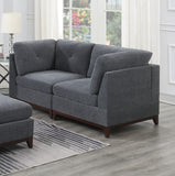 Ash Grey Chenille Fabric Modular Sofa Set 6pc Set