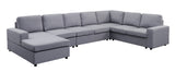 Hayden 146.5" Light Gray Linen 7 Seat Reversible Modular Sectional Sofa Chaise