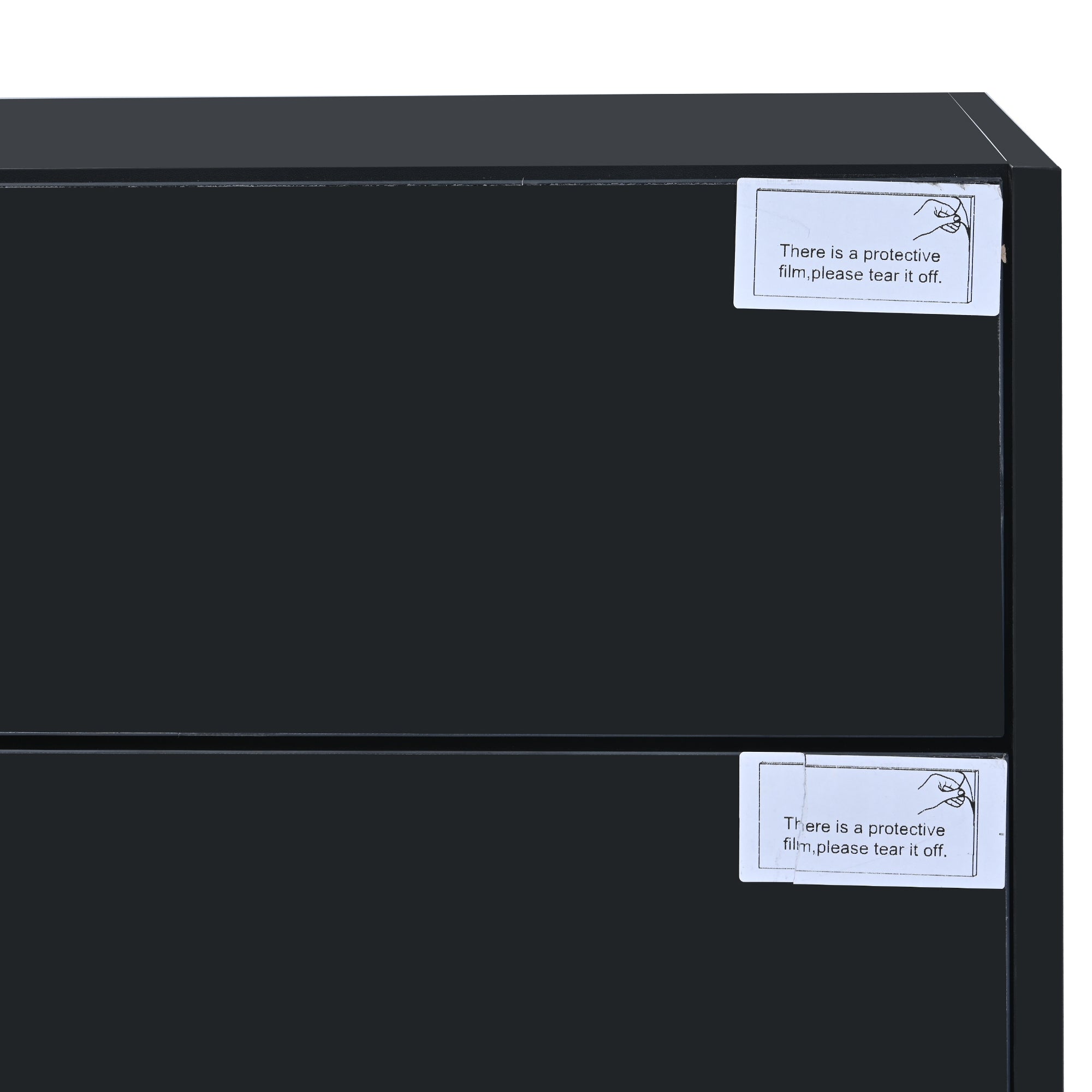 ON-TREND White & Black Contemporary Rectangle Design TV Stand, Unique Style TV Console Table for TVs Up to 80'', Modern TV Cabinet with High Gloss UV Surface for Living Room.