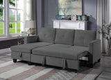 Nova Dark Gray Velvet Reversible Sleeper Sectional