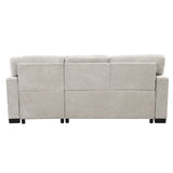 Light Gray Sectional with Storage Rack Pull-out Bed Drop Down Table  and USB Charger