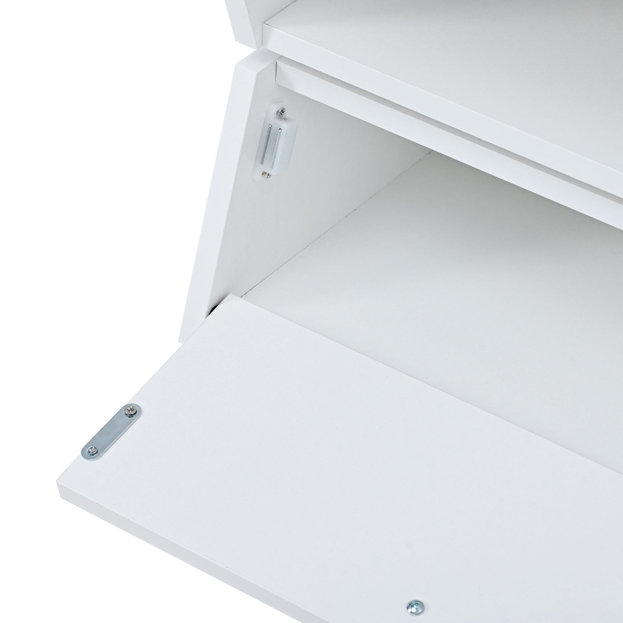 [VIDEO provided] ON-TREND 6mm Glass-Top Coffee Table with Open Shelves and Cabinets, Geometric Style Cocktail Table with Great Storage Capacity, Modernist 2-Tier Center Table for Living Room, White