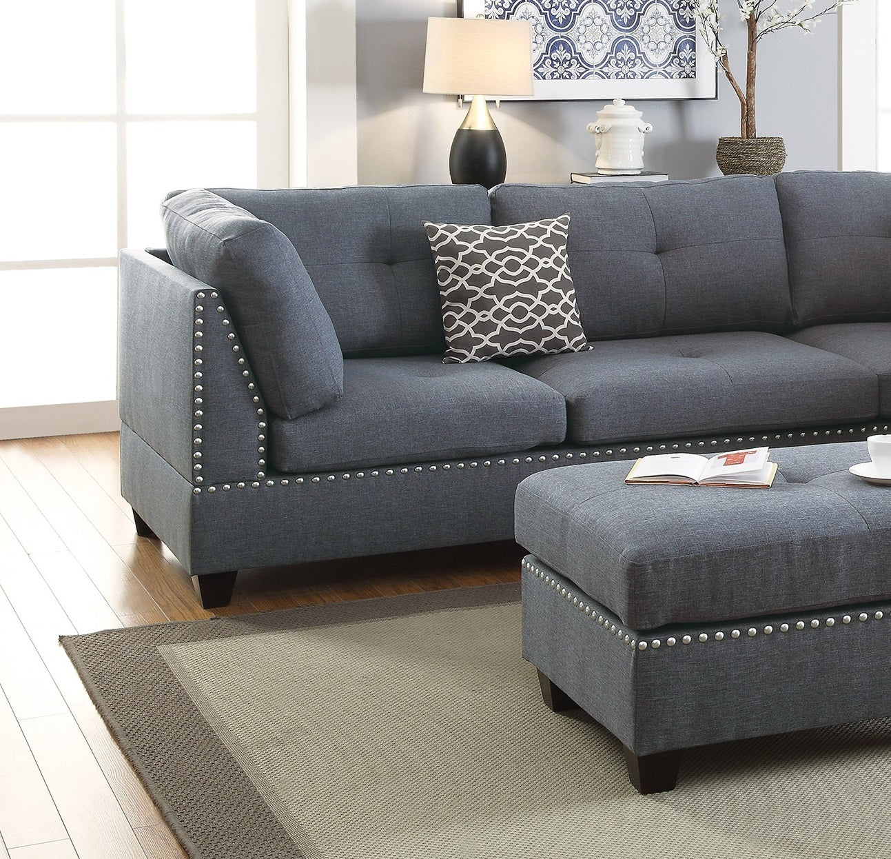 Blue Grey 3-pcs Sectional Reversible