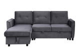 Hudson 83" Dark Gray Velvet Reversible Sleeper Sectional Sofa with Storage Chaise