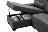 Kinsley Gray Woven Fabric Sleeper Sectional Sofa Chaise with USB Charger and Tablet Pocket