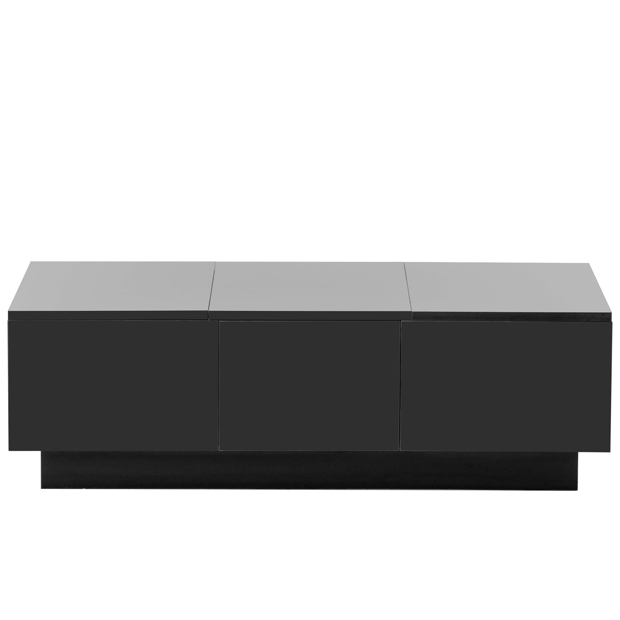 [VIDEO provided] ON-TREND Coffee Table with 2 large Hidden Storage Compartment, Extendable Cocktail Table with 2 Drawers, High-gloss Center Table with Sliding Top for Living Room, 39.3"x21.6", Black