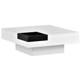 ON-TREND Modern Minimalist Design 31.5*31.5in Square Coffee Table with Detachable Tray and Plug-in 16-color LED Strip Lights Remote Control for Living Room( OLD SKU: WF291303AAK )