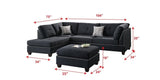 3-pcs Reversible Sectional in Black Polyfiber