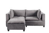 Madison 83.5" Light Gray Fabric Sectional Loveseat Ottoman