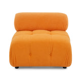 Modular Sectional Sofa, Button Tufted Designed and DIY Combination,L Shaped Couch with Reversible Ottoman, Orange Teddy Fabric